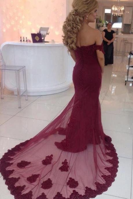 burgundy prom dresses,lace prom dress,long prom gown,cheap prom dress,elegant prom dresses,sexy mermaid prom dress