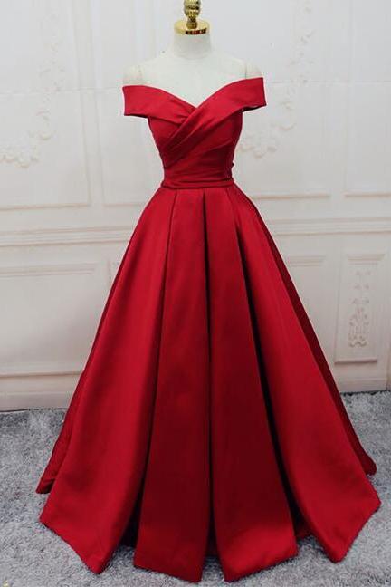 Gorgeous Red Prom Dress,stain Prom Dress,off Shoulder Prom Dress,long Evening Dress,lace Up Prom Dress,2018 Prom Dress