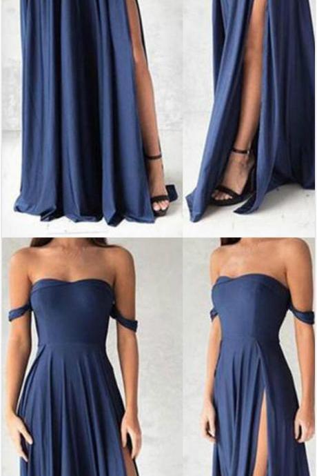 Sexy off-shoulder Prom Dress,Blue chiffon Prom Dress,Cheap Prom Dress,sweetheart prom dress,A-line long prom dress,simple evening dress