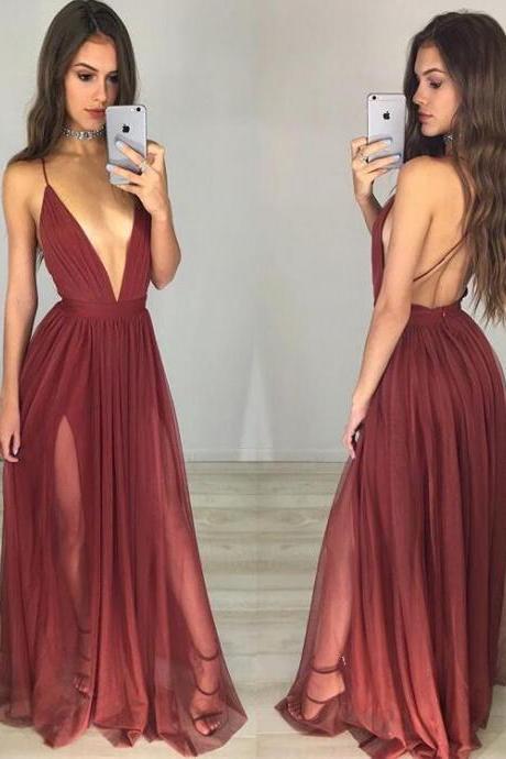 Simple Evening Dress ,Sexy Prom Dress,Cheap Prom Dress,V-neck Backless Prom Dress,Long Prom Dresses, Sexy Deep V Neck Prom Dress, Backless Long Sheath Party Dresses