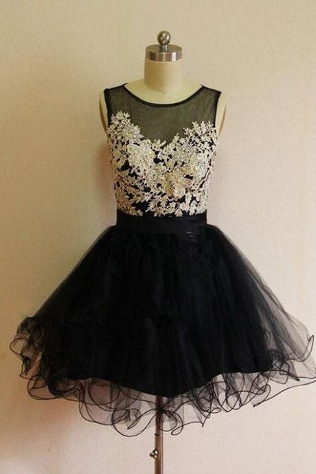 Black Homecoming Dresses ,lace Homecoming Dress,sexy Homecoming Dress,sexy A Line Lace Prom Dress,above Knee Sheer Neckline Zipper-up A Line