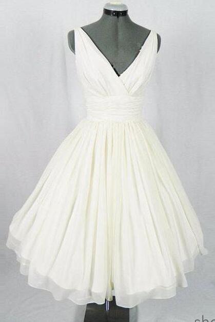Simple V Neck Chiffon Short Prom Dress, Homecoming Dress