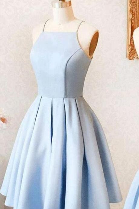 A-line Light Blue Short Homecoming Dresses