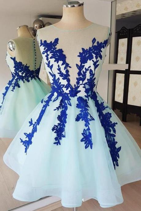 See Through Lace Applique Homecoming Dresses