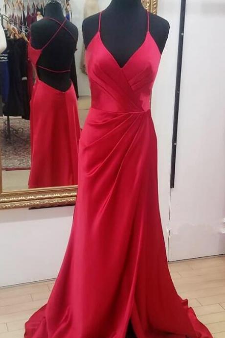 Gorgeous Strapless A-line Red Long Prom Dress