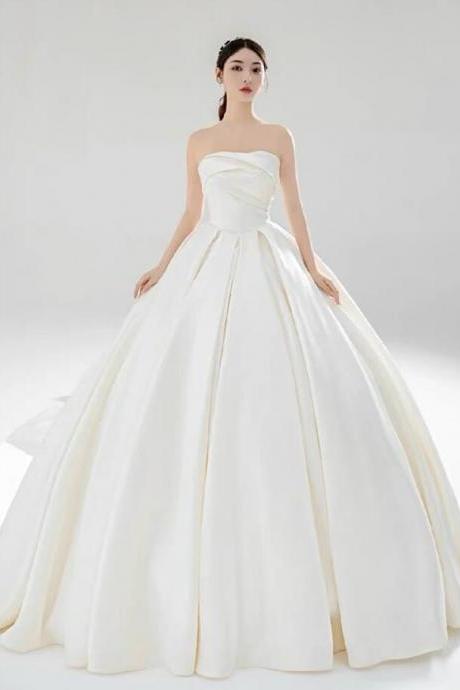 Vintage Strapless Ball Gown Ivory Wedding Dress,luxury Wedding Dress