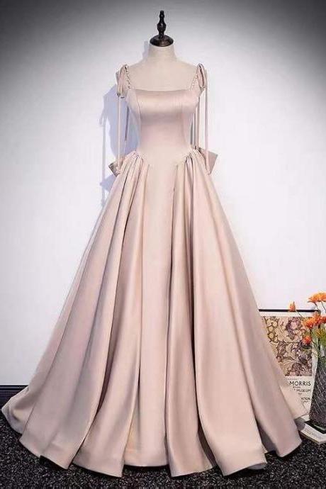 Spaghetti Strap Sweet Bow Tie Evening Dress, High-class Prom Dress