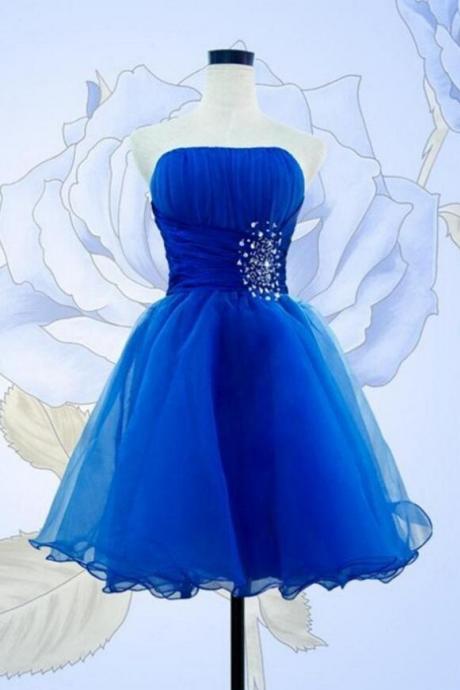 Strapless Royal Blue Birthday Homecoming Party Dress
