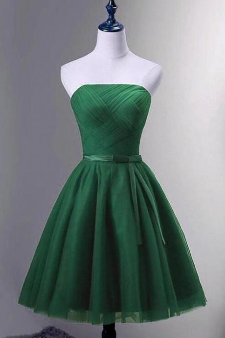 Simple Tulle Short Green Homecoming Dress Short Prom Dress