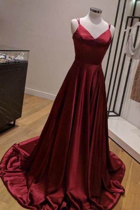 Mermaid Dark Red Long Prom Formal Dress