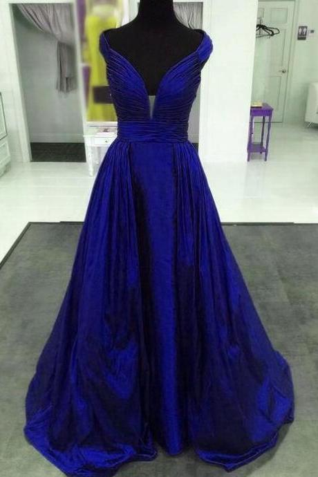 Simple A Line Royal Blue Long Prom Dress