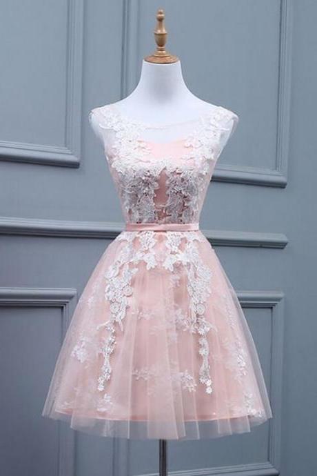 A-line Pink Short Prom Dress