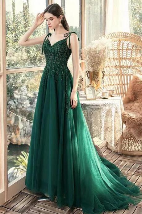 Sexy Green Tulle Prom Dresses