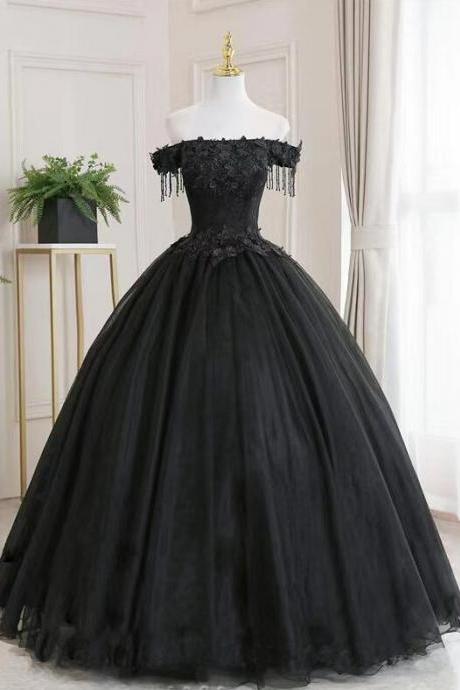 A Line Ball Gown Black Strapless Party Dress