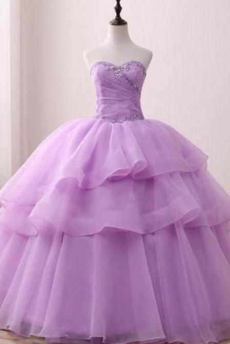 Sweetheart Purple Ball Gown Long Prom Dress