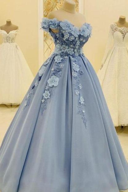 Charming Off The Shoulder Long Prom Dresses With 3d Flowers