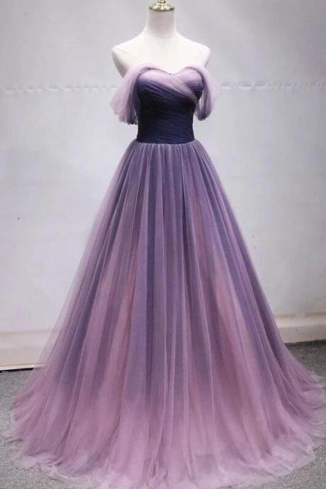 Beautiful Off The Shoulder A Line Tulle Prom Dresses