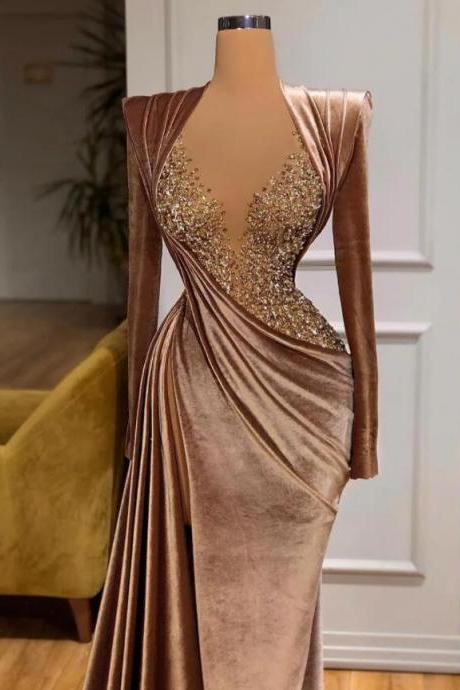 Sexy Velvet Evening Dress Long Prom Dresses