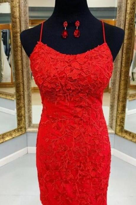 Sexy Red Short Homecoming Dresses With Straps