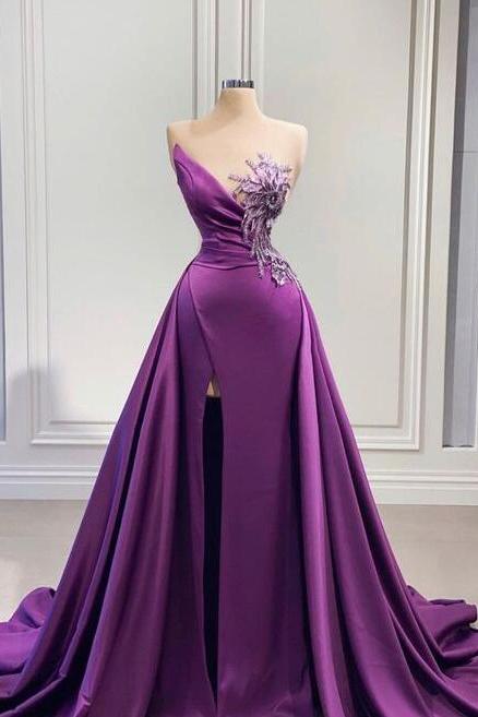 Beautiful Simple Purple Long Prom Dress