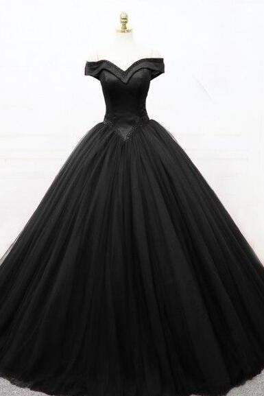 Strapless Off Shoulder Black Long Prom Dress