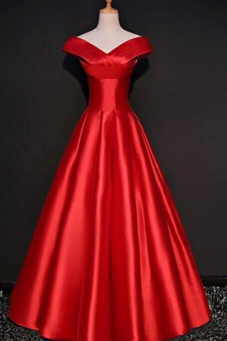 A Line Red Long Prom Dress