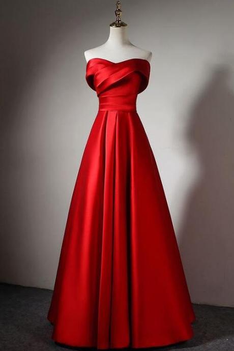 A Line Red Long Prom Dresses