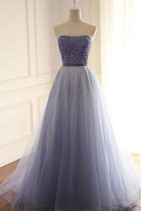 A Line Long Tulle Evening Dress,party Dresses