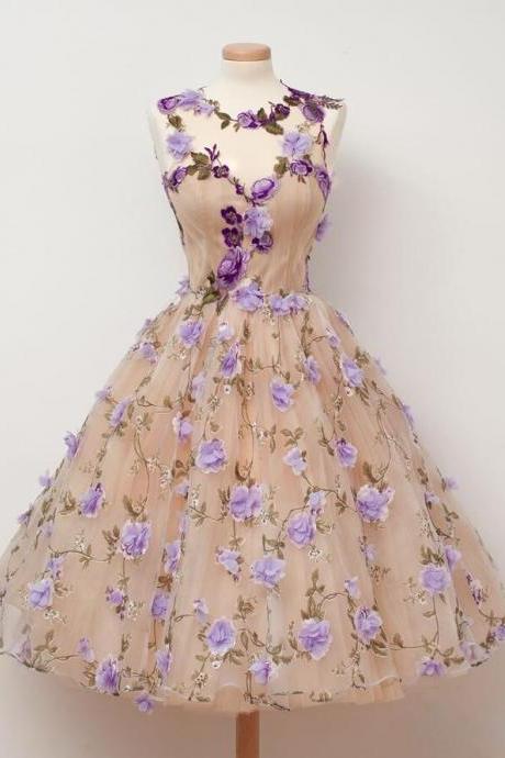 Sheer Sweetheart Floral Short Homecoming Dresses