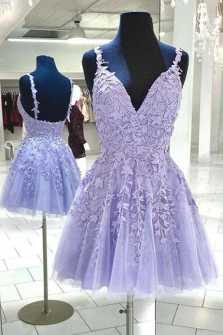 Charming Purple Prom Dress, Short Prom Dresses