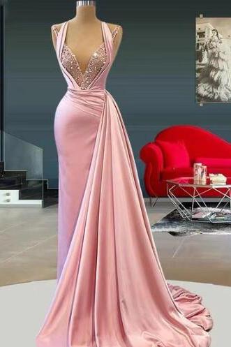Elegant Pink Prom Dresses, Sparkly Prom Dresses