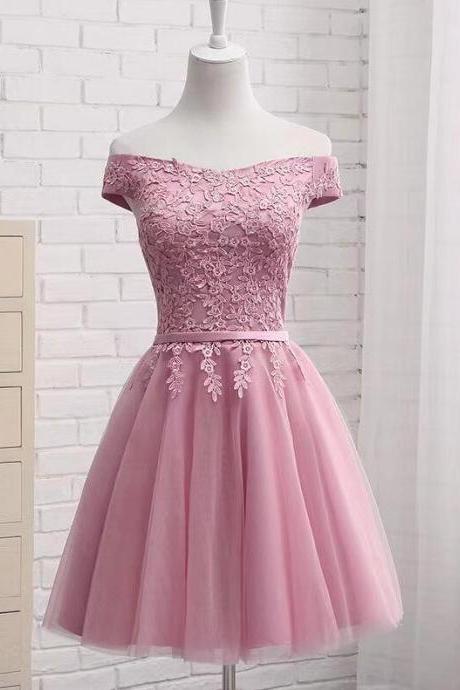 Simple Pink Homecoming Dress,tulle Graduation Dresses