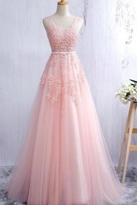 Beautiful Mermaid Pink Lace Prom Dresses