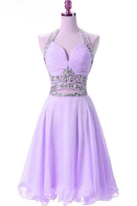 Sexy Lavender Chiffon Short Homecoming Dresses