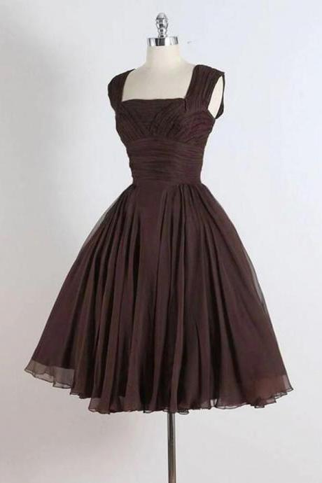 A-line Brown Short Prom Dresses