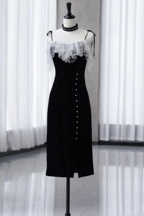 Beautiful Black Velvet Short Prom Dresses