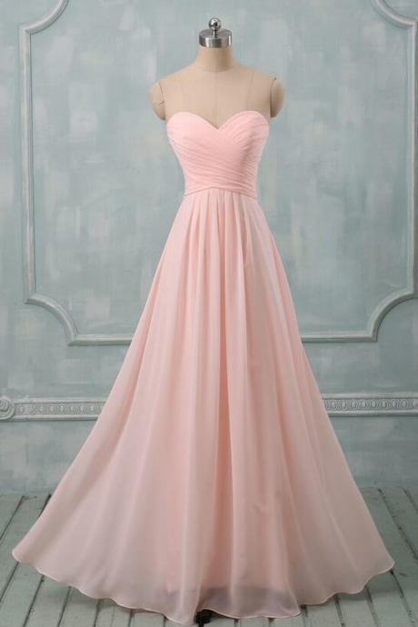 Simple A Line Pink Chiffon Bridesmaid Dresses