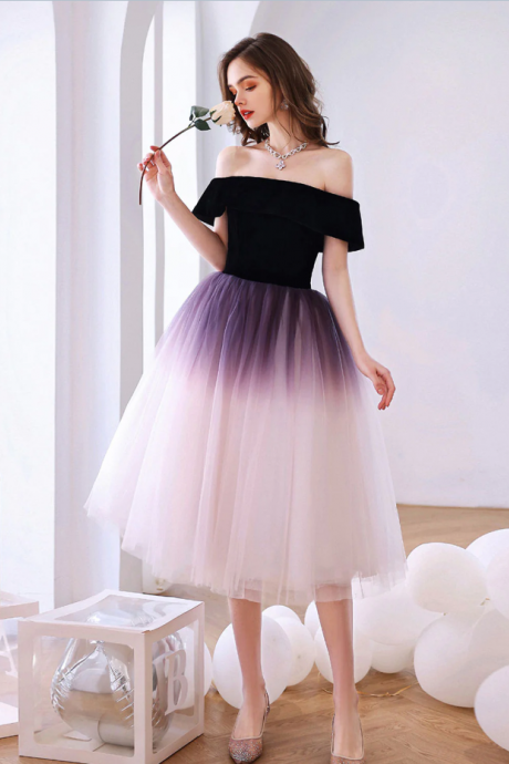Off Shoulder Tulle Short Puffy Prom Dresses Homecoming Dresses