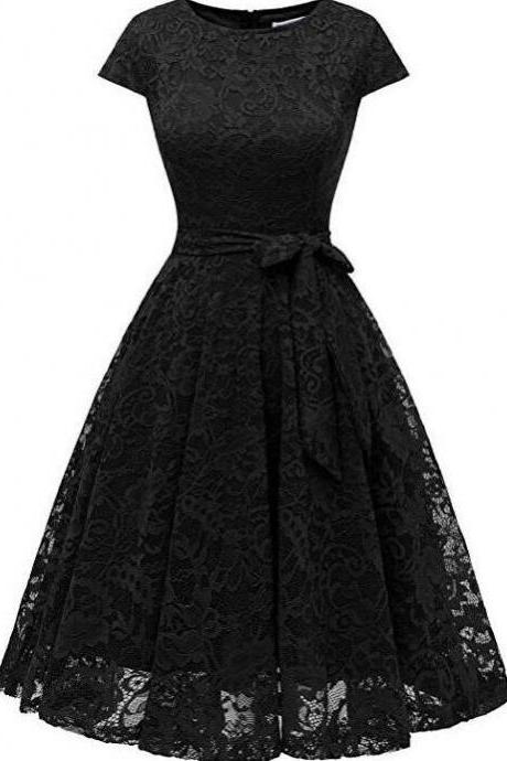 Black Lace Short Homecoming Dress