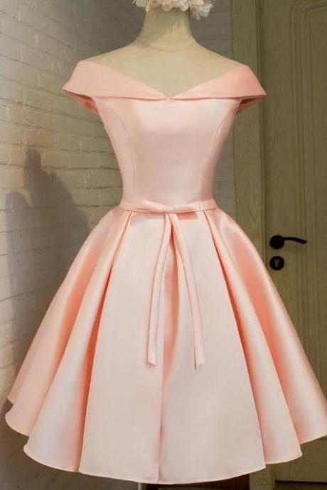 Off The Shoulder Pink Short Prom Dress Homecoming Dress