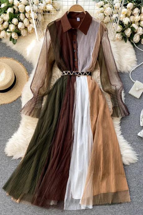 Stylish A-Line Tulle Long Sleeve Fashion Dress
