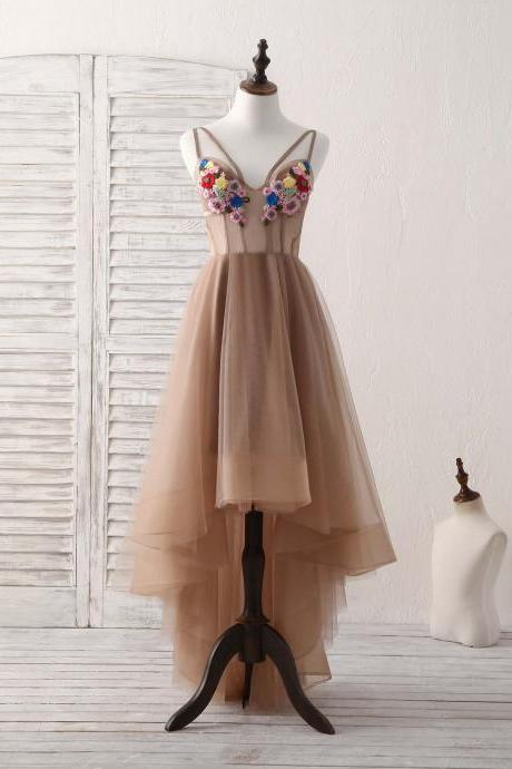High Low Champagne Short Prom Dresses,homecoming Dress
