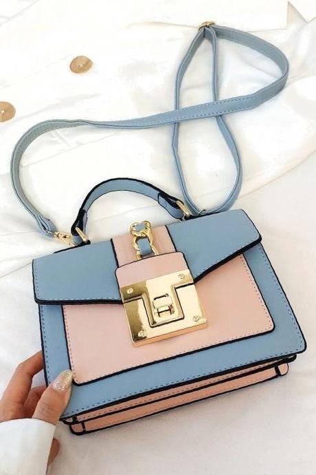 Chic Pastel Blue And Pink Crossbody Bag