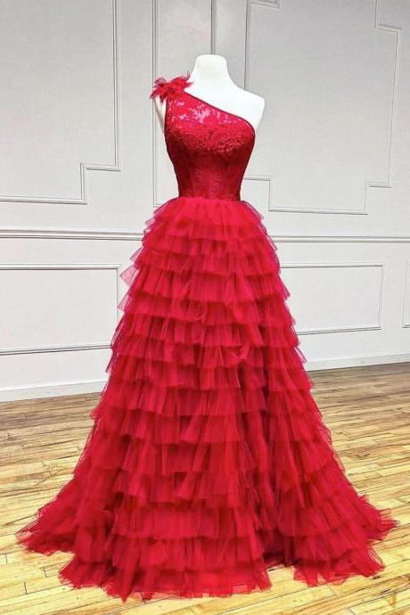 Enchanted Evening Red Tulle Gown