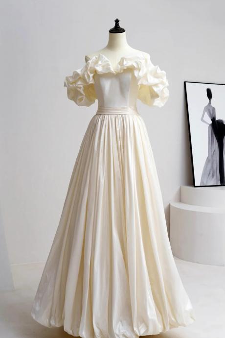 Ivory Off-shoulder Ruffled Ball Gown
