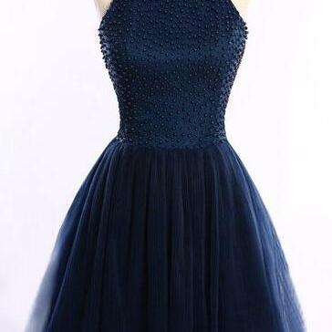 Navy Blue Homecoming Dress,Short Homecoming Dresses ,Tulle Homecoming ...