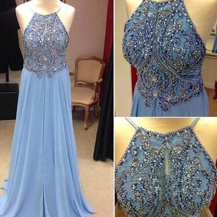 Light Blue Prom Dress, Cheap Prom Dress, Backless Prom Dresses,Prom Dresses 2018,Spaghetti Straps Prom Dress,Open Back Evening Prom Gown,Wedding Party Gowns