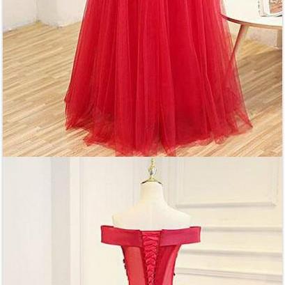 Elegant Red Prom Dress,tul..