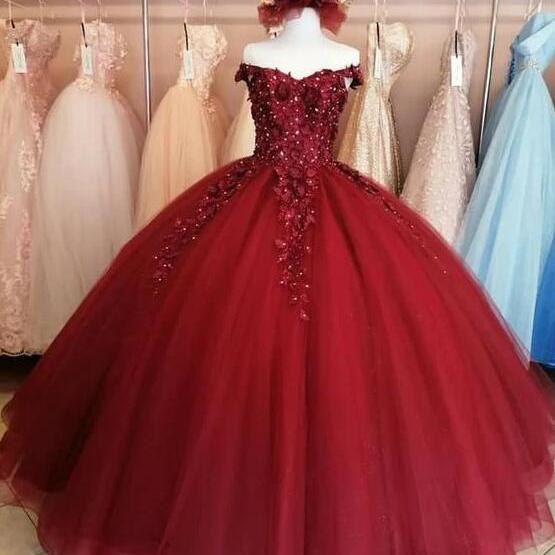  Off Shoulder Wine Red Long Sequin Prom Dresses