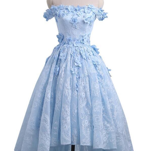 Classy Off The Shoulder Blue Sweetheart Neck Sheath Birthday Outfits Formal Homecoming Dress Y9067 main image 1